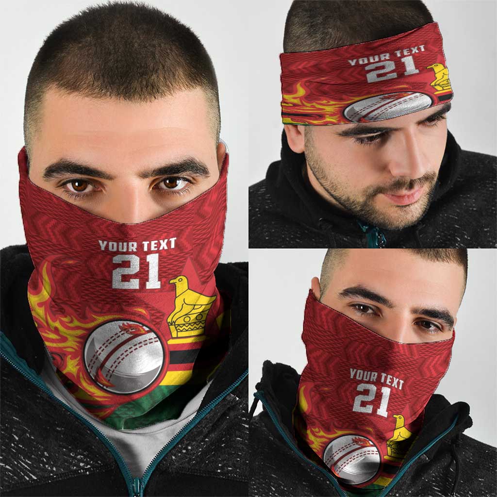 Zimbabwe Cricket Custom Neck Gaiter The Chevrons Cricket Ball Fire LT9