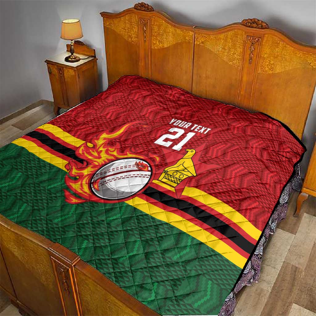 Custom Africa Cricket Zimbabwe Quilt The Chevrons Cricket Ball Fire LT9