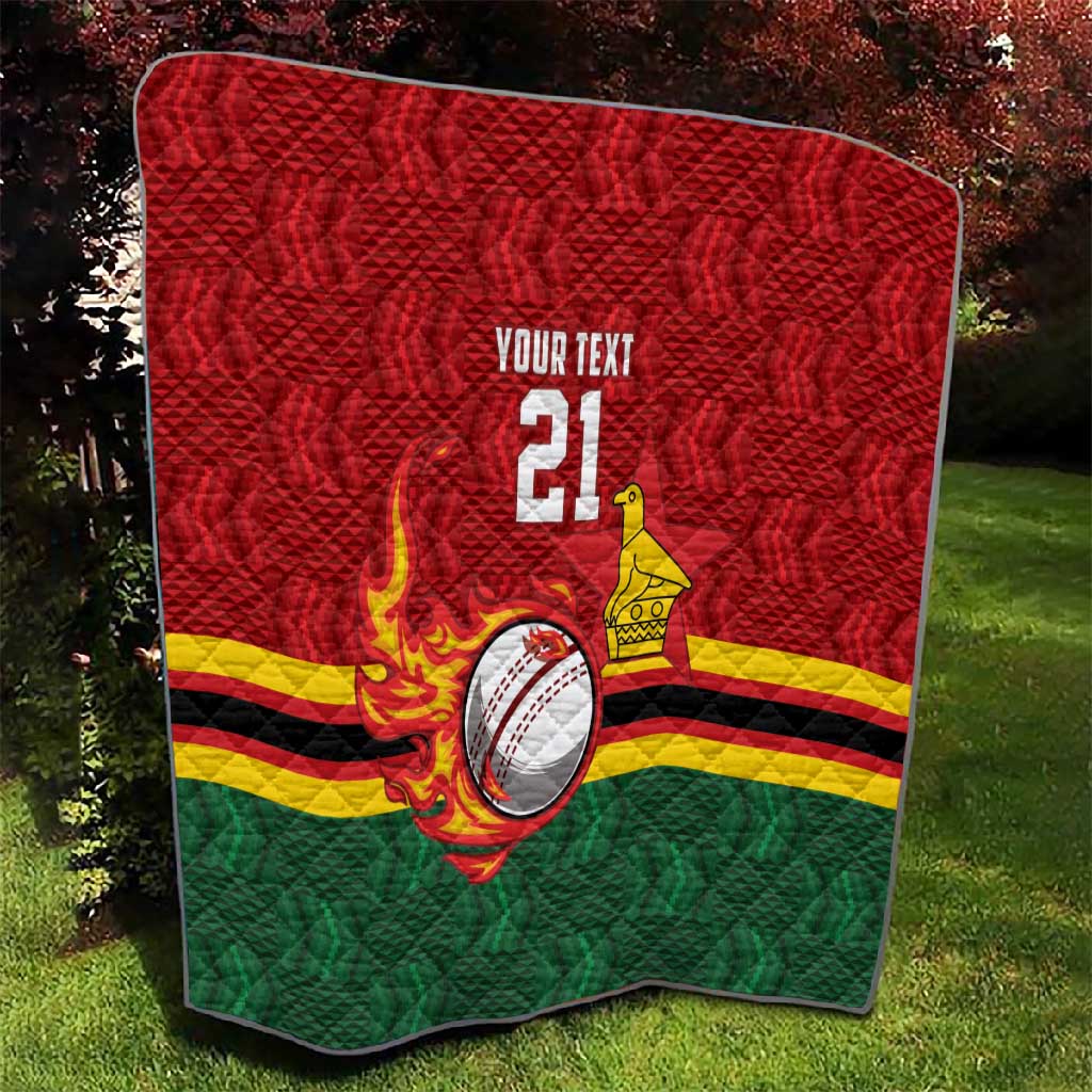 Custom Africa Cricket Zimbabwe Quilt The Chevrons Cricket Ball Fire LT9