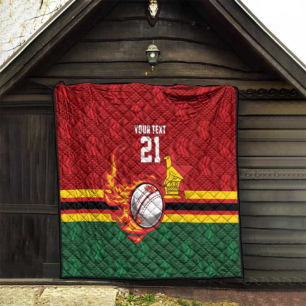 Custom Africa Cricket Zimbabwe Quilt The Chevrons Cricket Ball Fire LT9