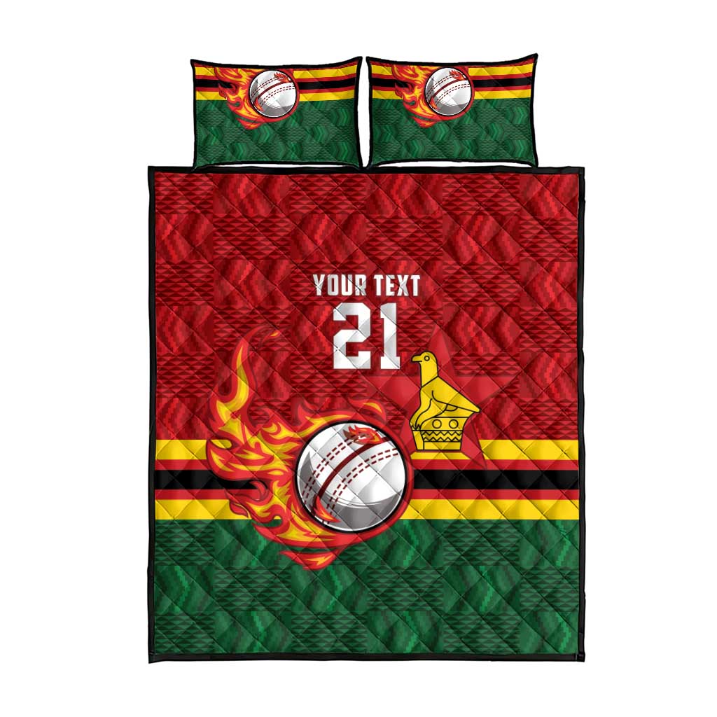 Custom Africa Cricket Zimbabwe Quilt Bed Set The Chevrons Cricket Ball Fire LT9