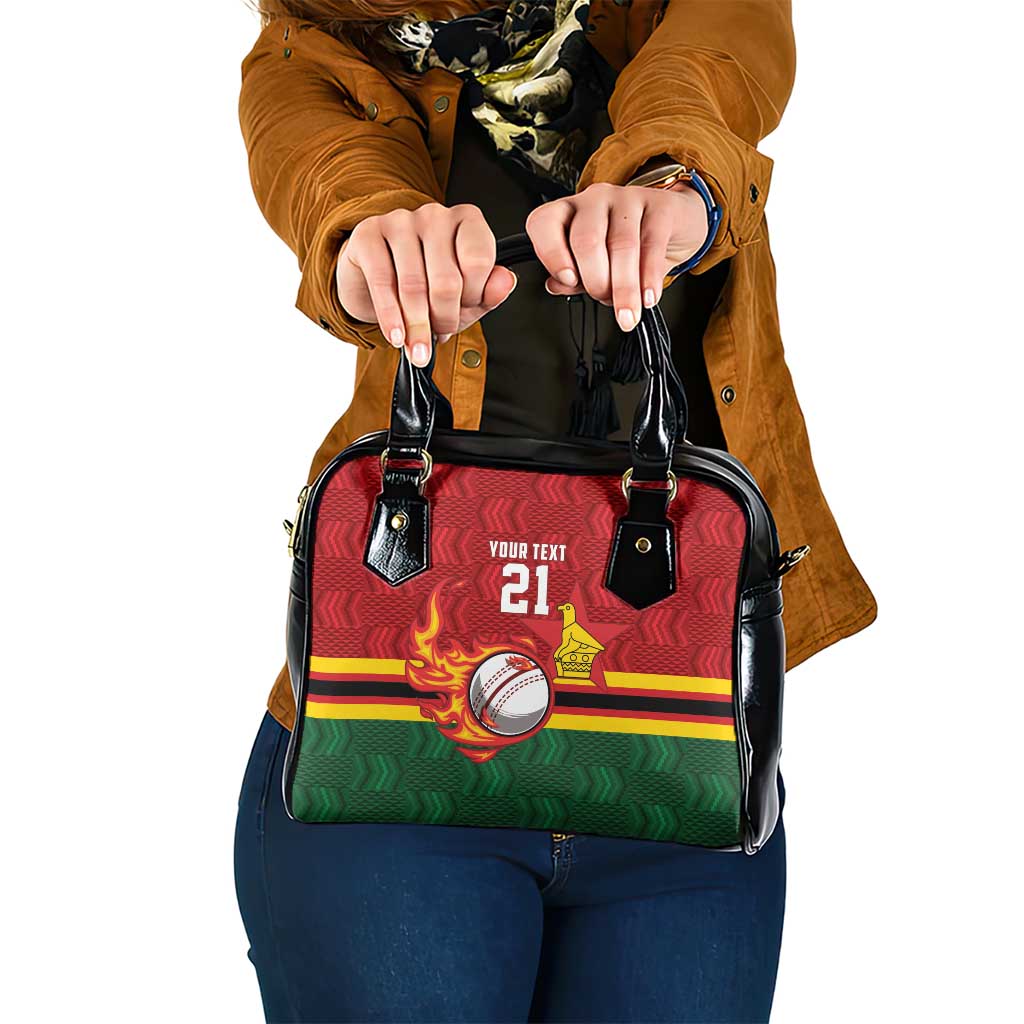 Zimbabwe Cricket Custom Shoulder Handbag The Chevrons Cricket Ball Fire LT9