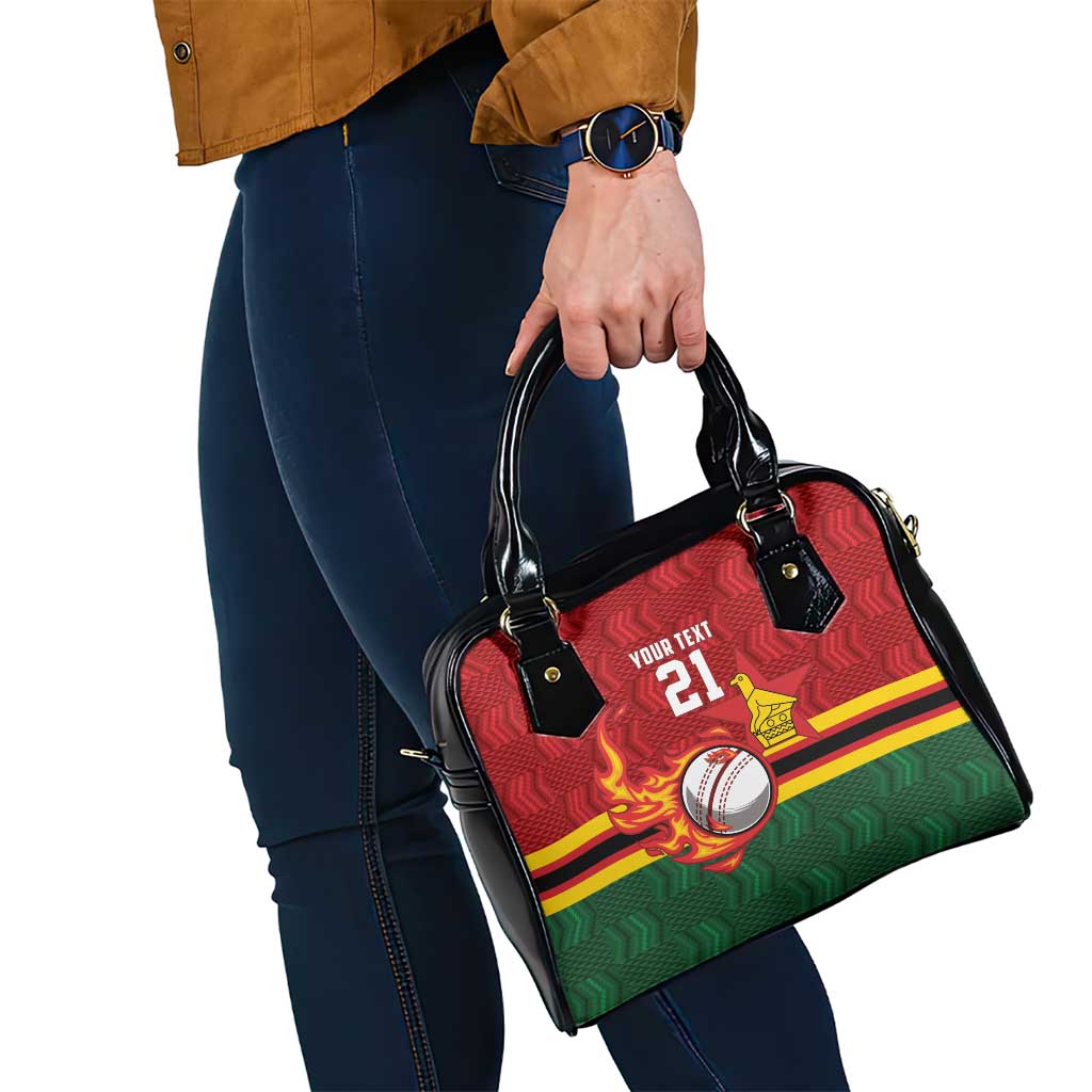 Zimbabwe Cricket Custom Shoulder Handbag The Chevrons Cricket Ball Fire LT9