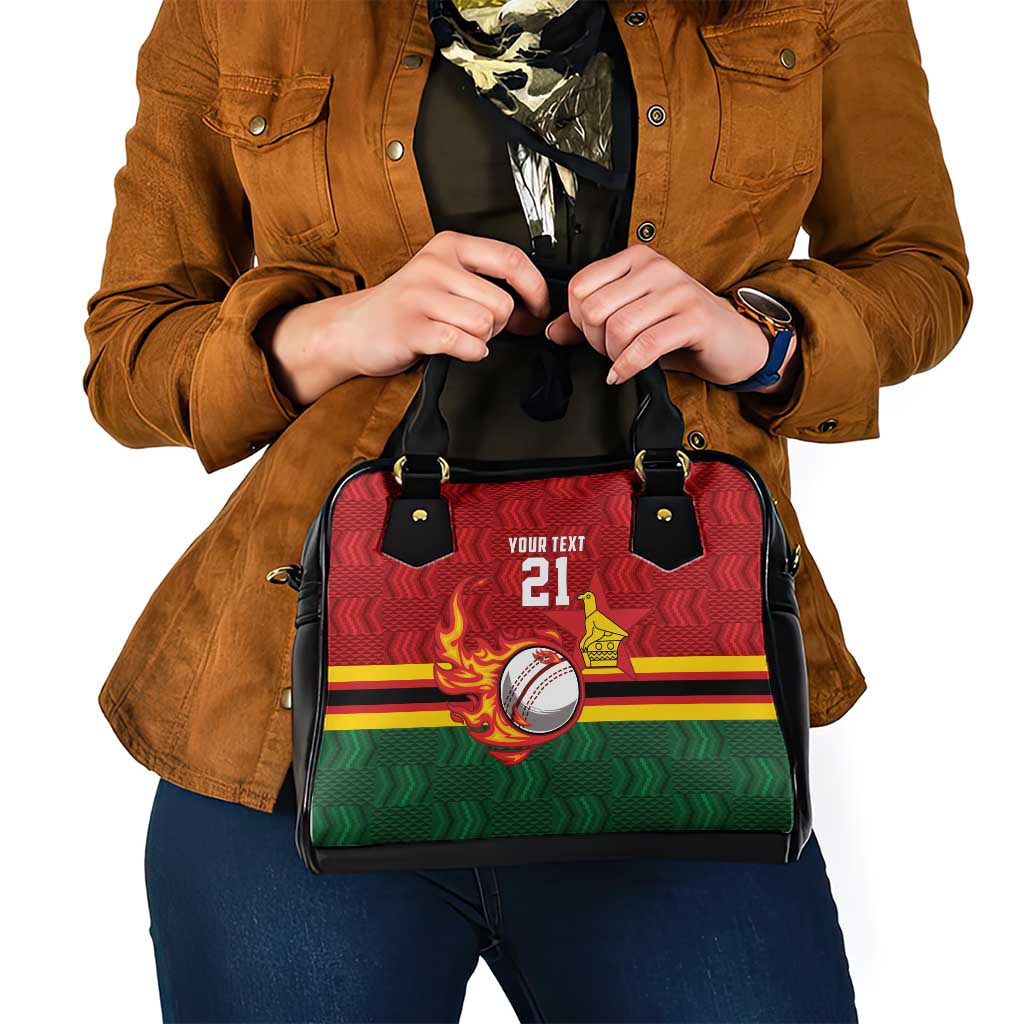 Zimbabwe Cricket Custom Shoulder Handbag The Chevrons Cricket Ball Fire LT9
