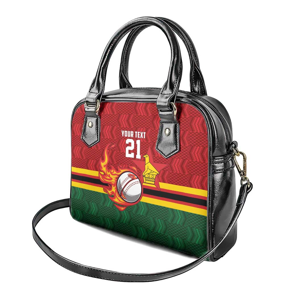 Zimbabwe Cricket Custom Shoulder Handbag The Chevrons Cricket Ball Fire LT9