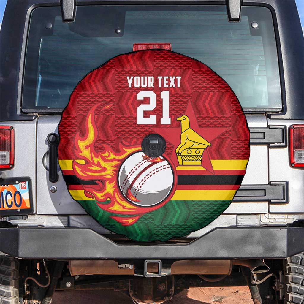 Zimbabwe Cricket Custom Spare Tire Cover The Chevrons Cricket Ball Fire LT9