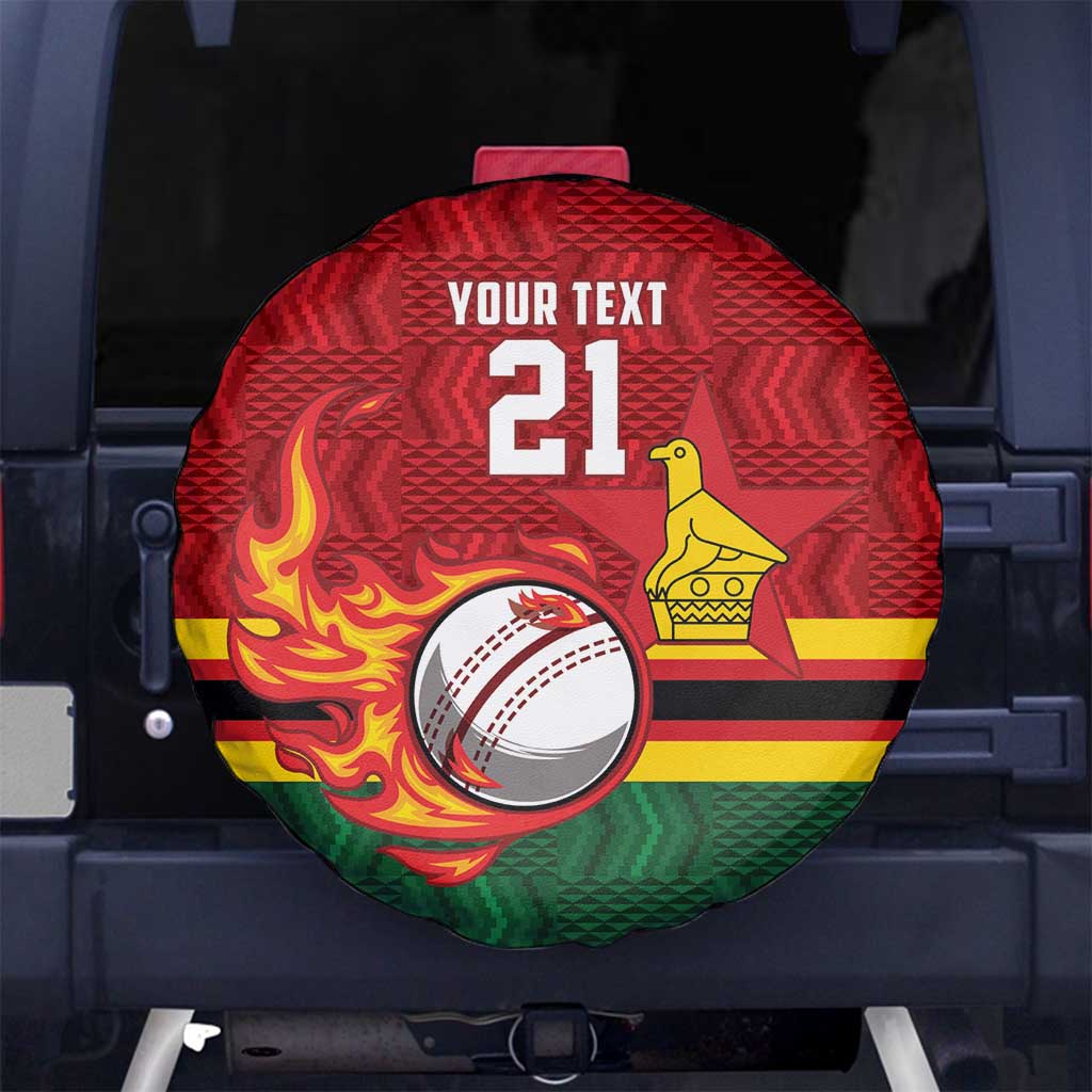 Zimbabwe Cricket Custom Spare Tire Cover The Chevrons Cricket Ball Fire LT9