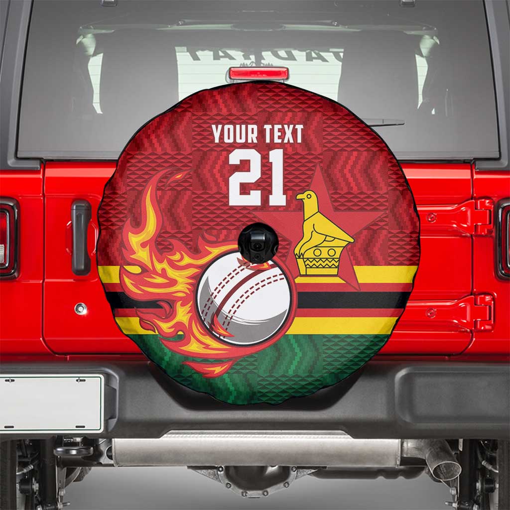Zimbabwe Cricket Custom Spare Tire Cover The Chevrons Cricket Ball Fire LT9