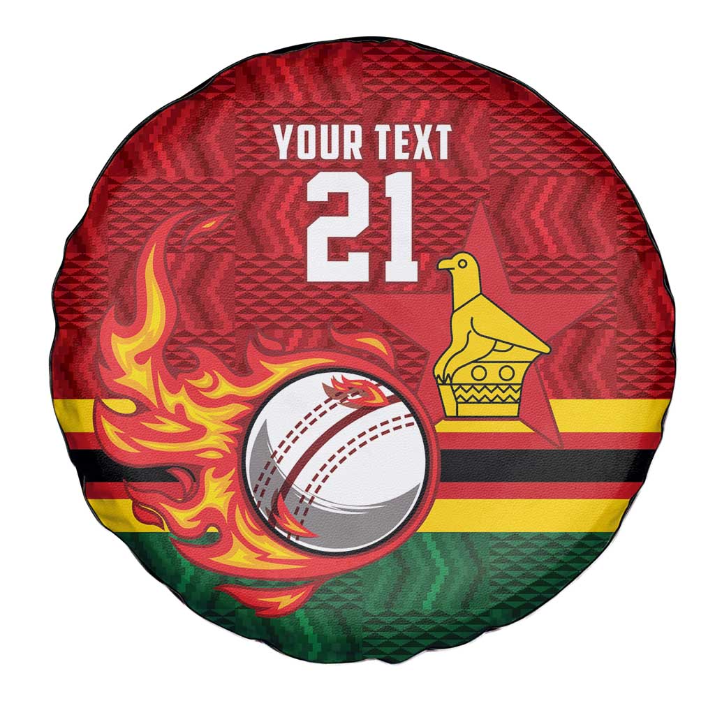 Zimbabwe Cricket Custom Spare Tire Cover The Chevrons Cricket Ball Fire LT9