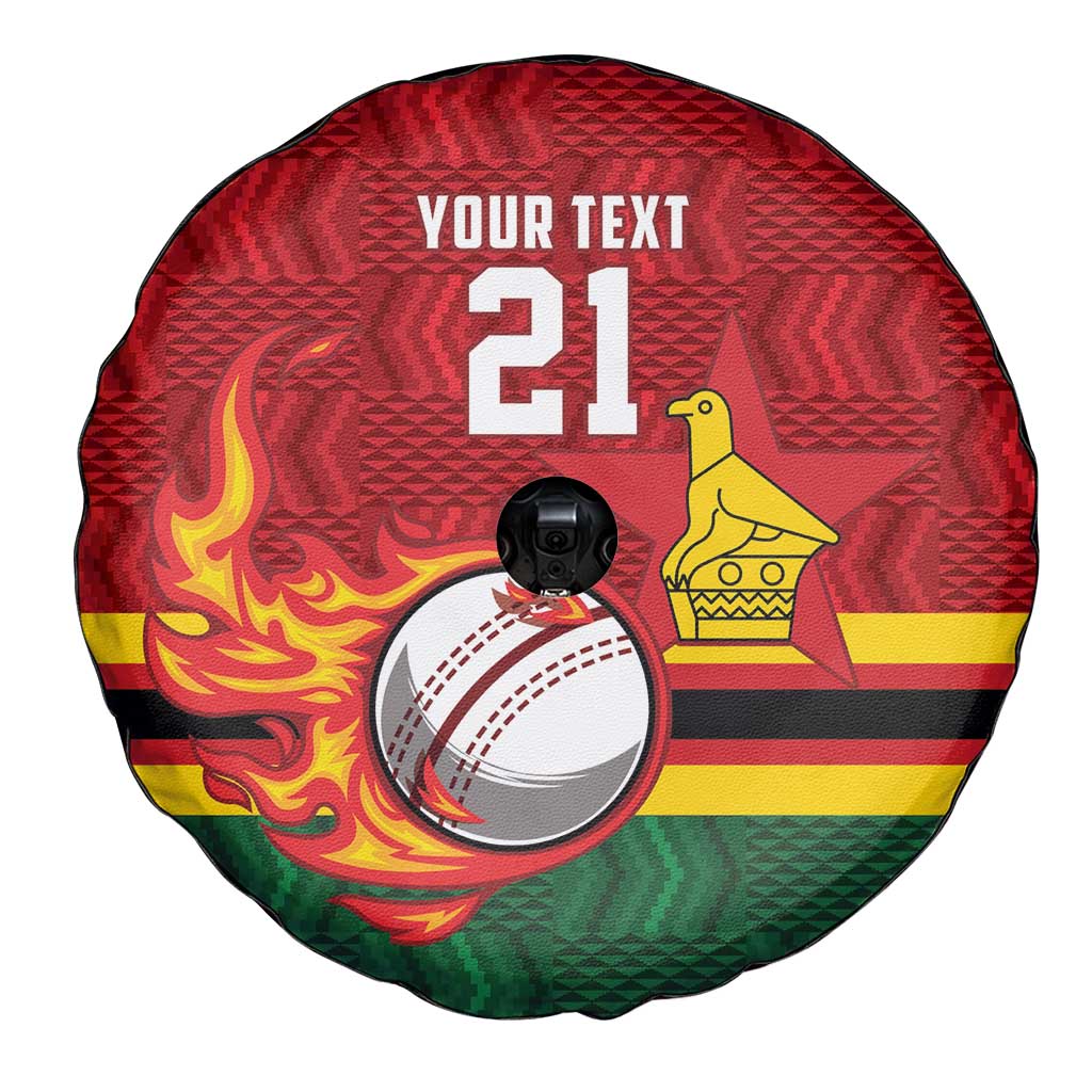 Zimbabwe Cricket Custom Spare Tire Cover The Chevrons Cricket Ball Fire LT9
