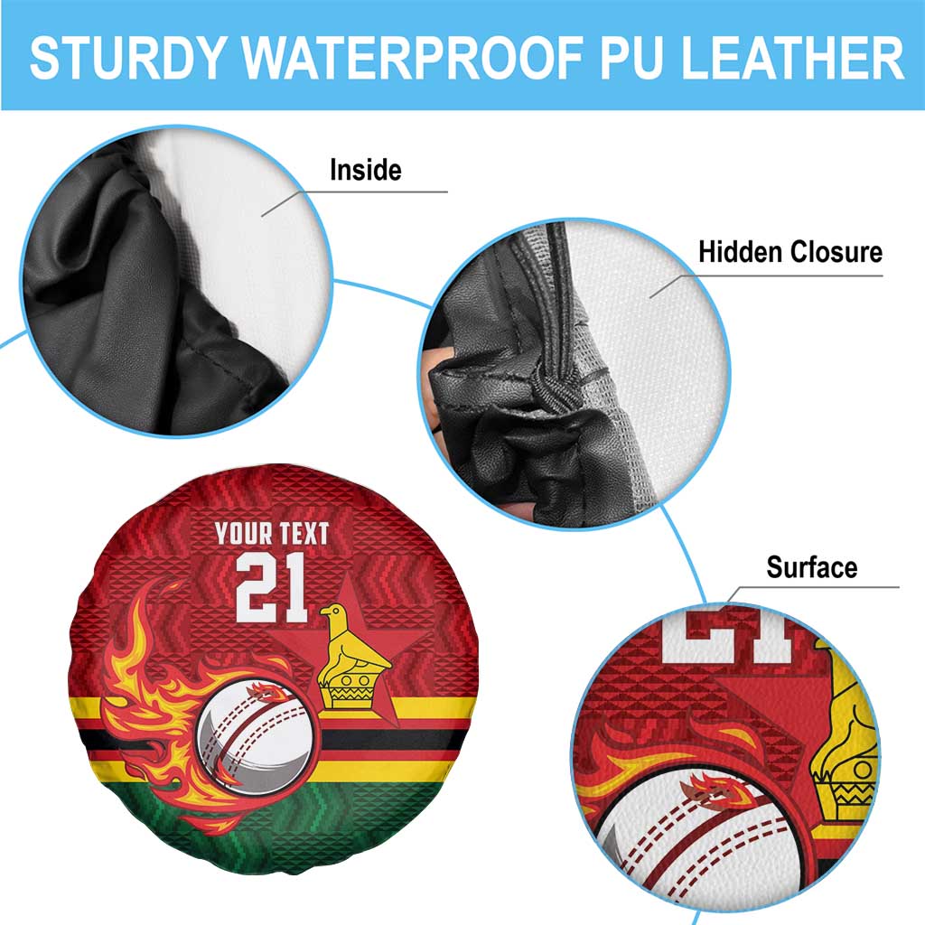 Zimbabwe Cricket Custom Spare Tire Cover The Chevrons Cricket Ball Fire LT9