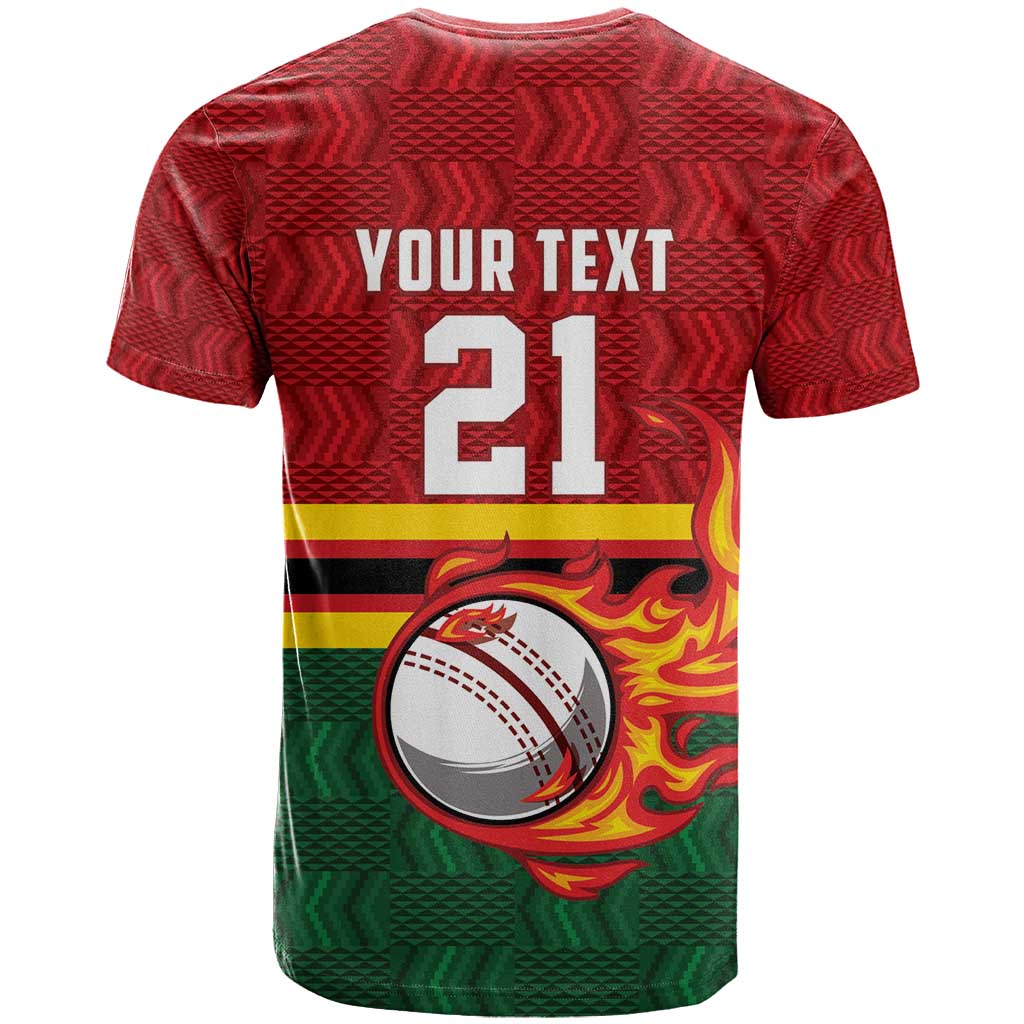 Custom Africa Cricket Zimbabwe T shirt The Chevrons Cricket Ball Fire LT9