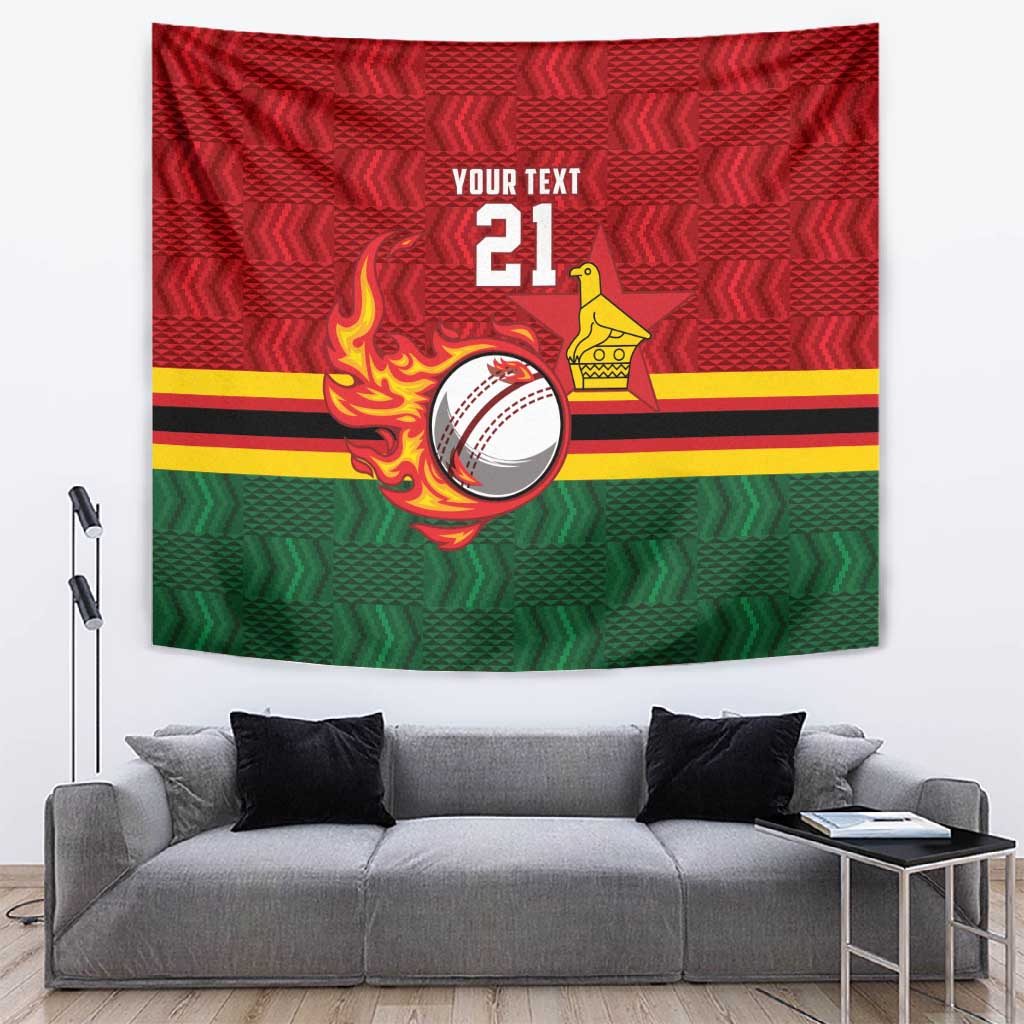 Custom Africa Cricket Zimbabwe Tapestry The Chevrons Cricket Ball Fire LT9