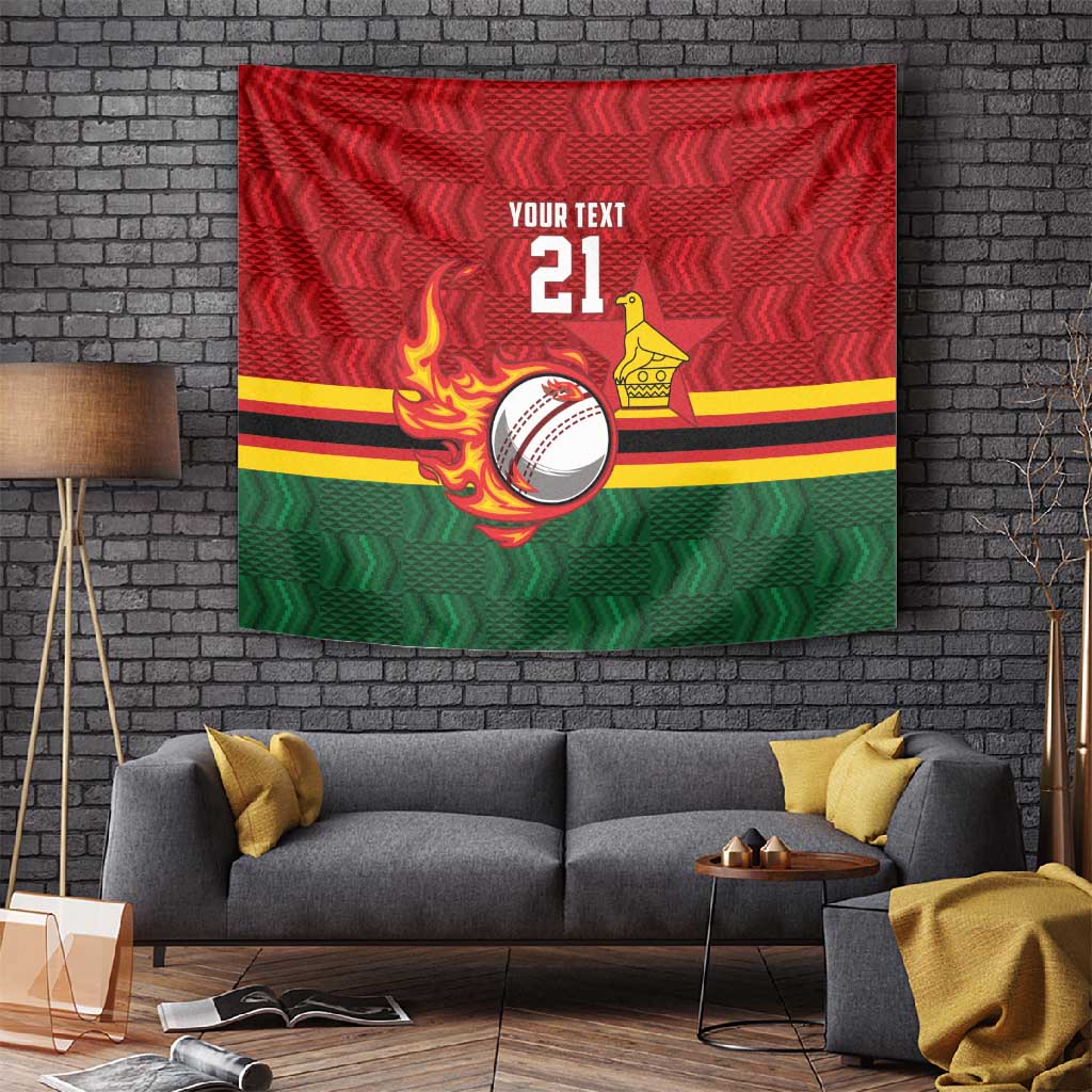Custom Africa Cricket Zimbabwe Tapestry The Chevrons Cricket Ball Fire LT9