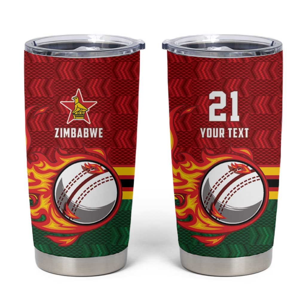 Custom Africa Cricket Zimbabwe Tumbler Cup The Chevrons Cricket Ball Fire LT9