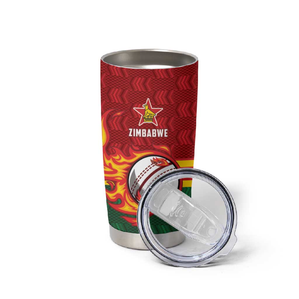 Custom Africa Cricket Zimbabwe Tumbler Cup The Chevrons Cricket Ball Fire LT9