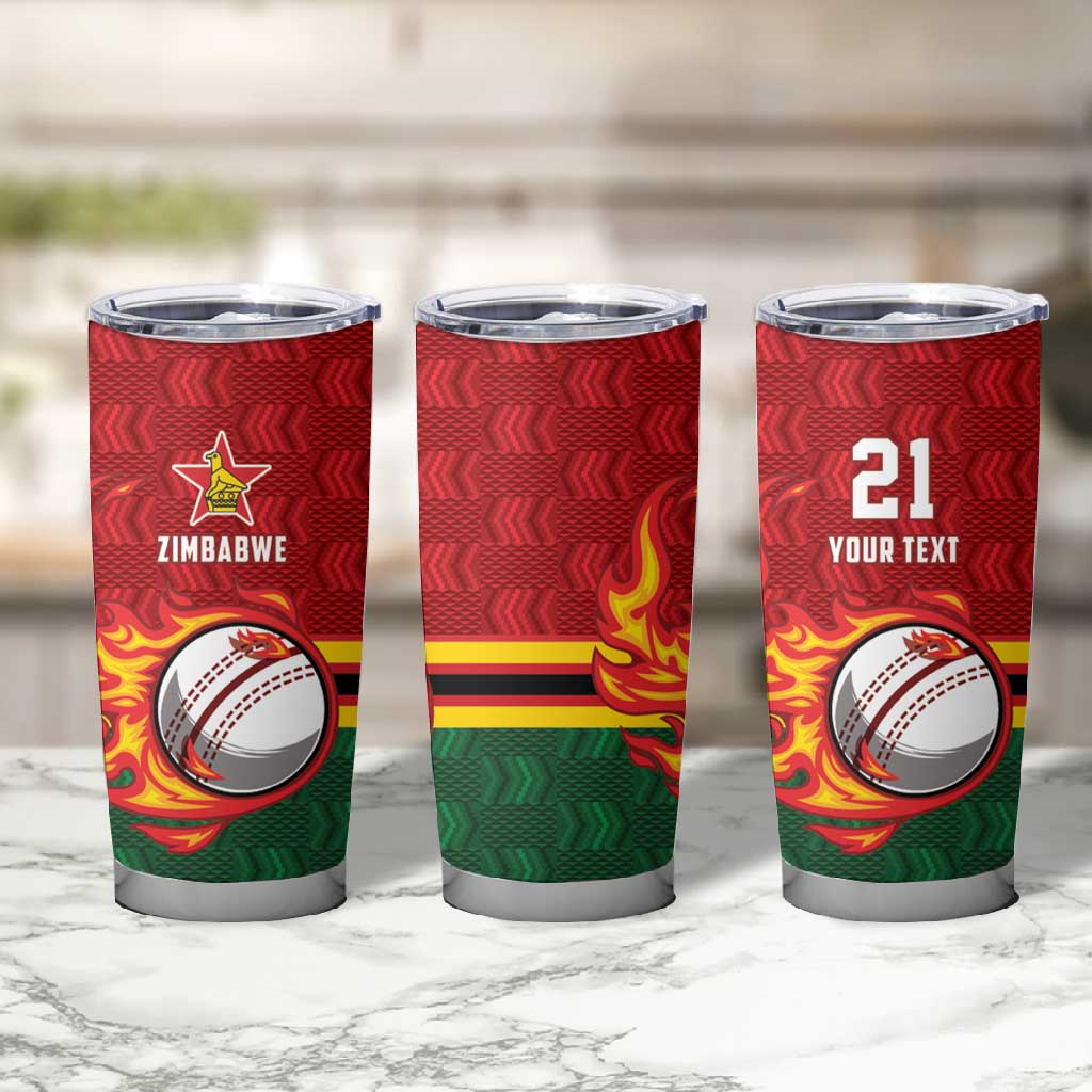 Custom Africa Cricket Zimbabwe Tumbler Cup The Chevrons Cricket Ball Fire LT9