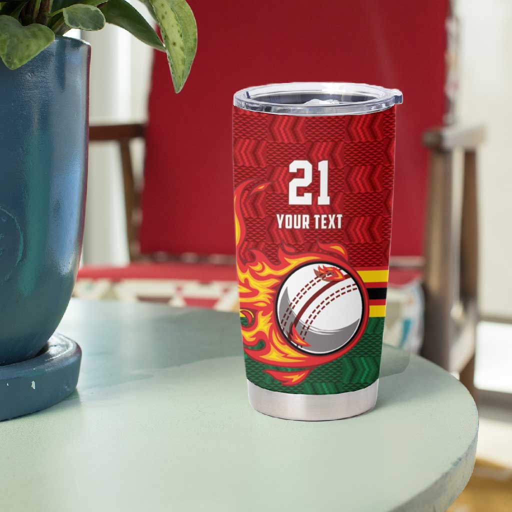 Custom Africa Cricket Zimbabwe Tumbler Cup The Chevrons Cricket Ball Fire LT9