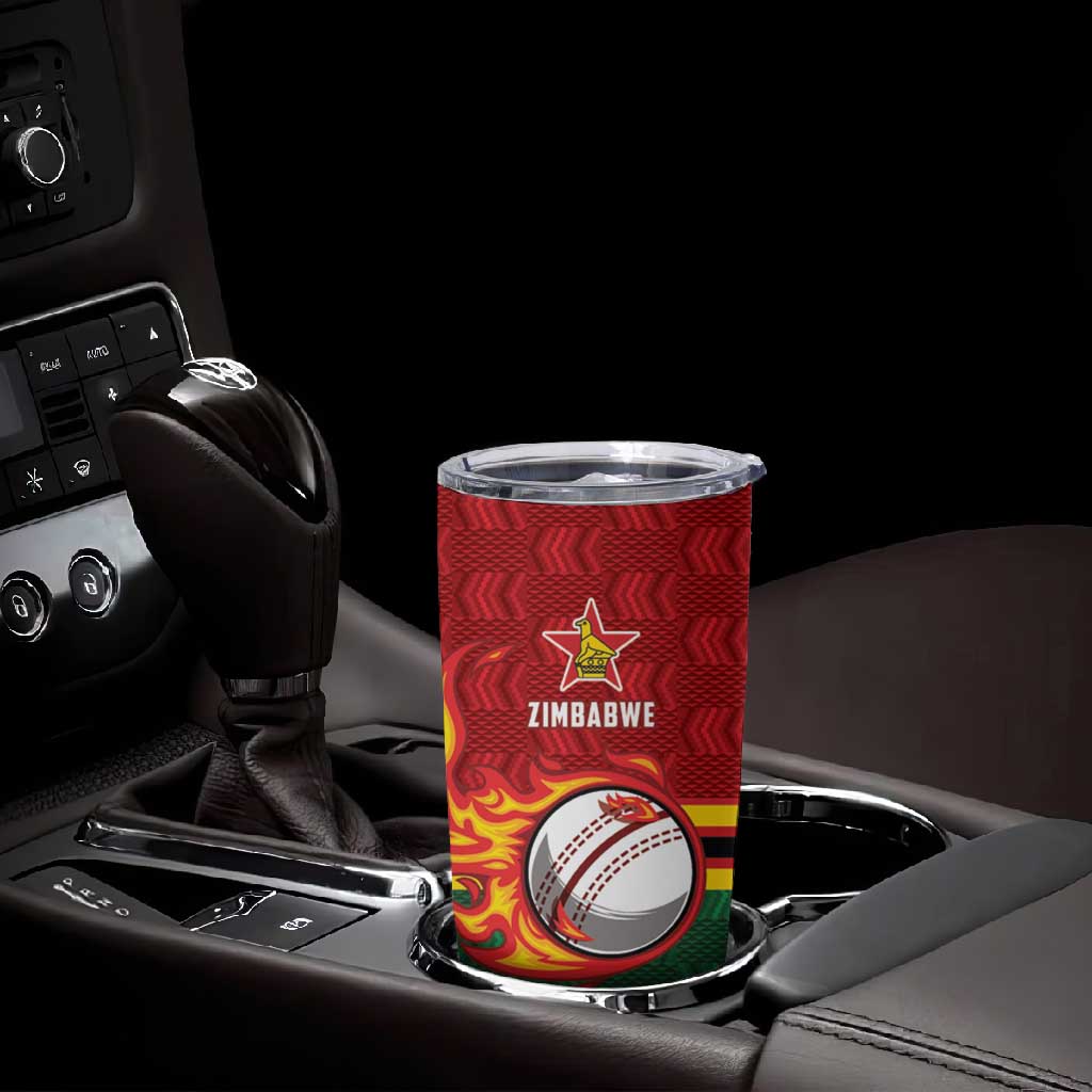 Custom Africa Cricket Zimbabwe Tumbler Cup The Chevrons Cricket Ball Fire LT9