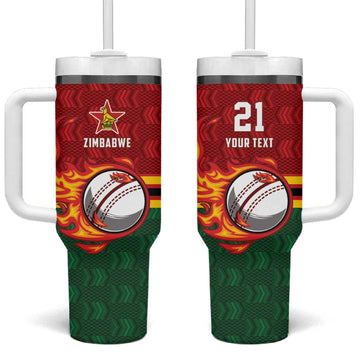 Custom Africa Cricket Zimbabwe Tumbler With Handle The Chevrons Cricket Ball Fire LT9