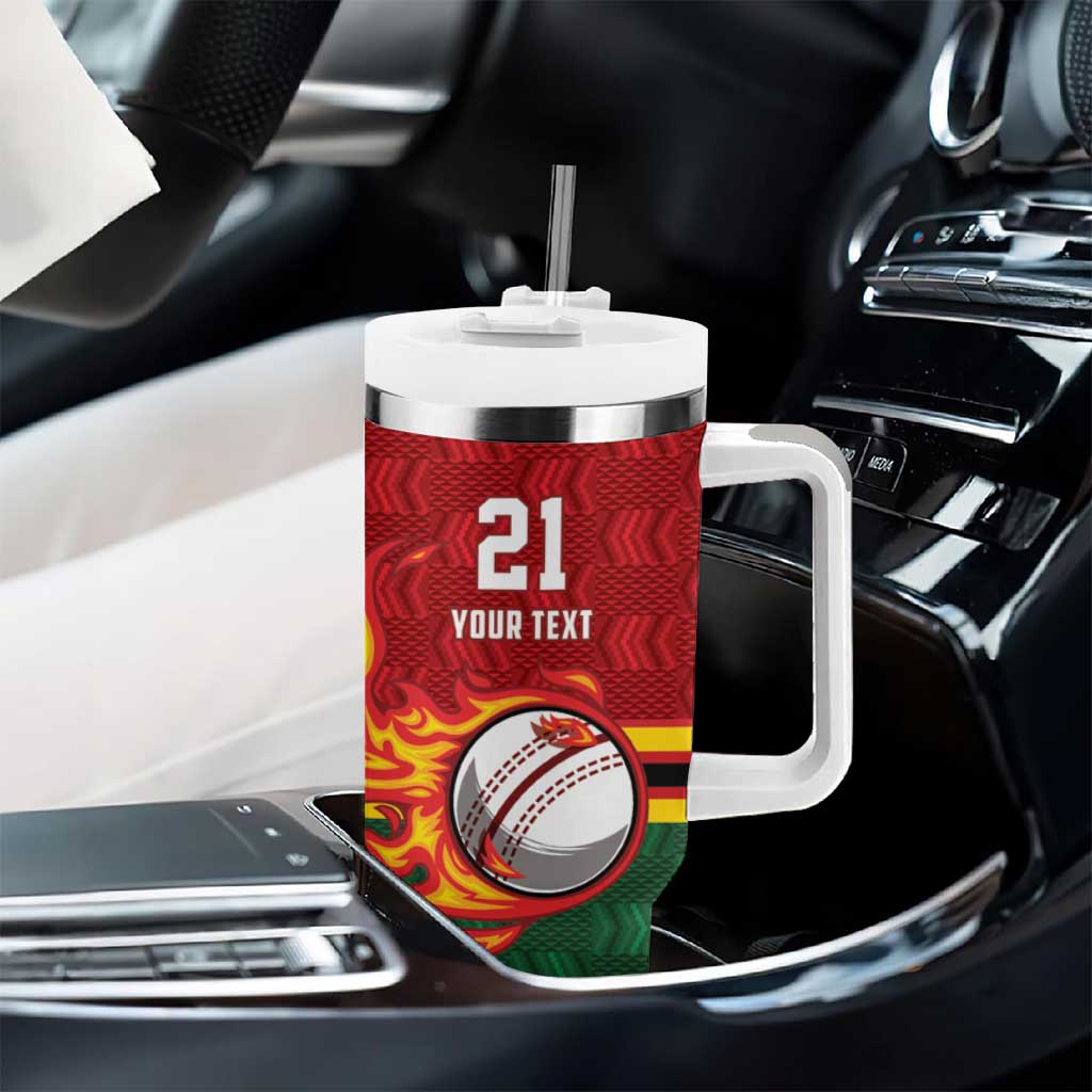 Custom Africa Cricket Zimbabwe Tumbler With Handle The Chevrons Cricket Ball Fire LT9