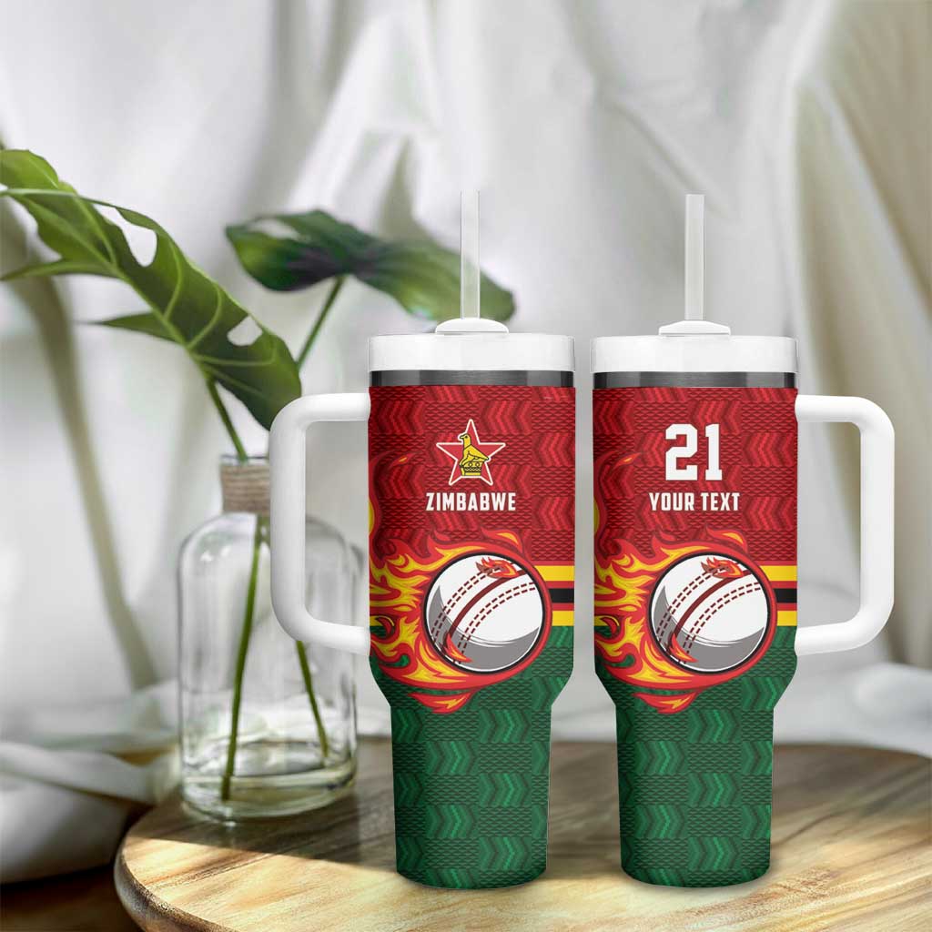 Custom Africa Cricket Zimbabwe Tumbler With Handle The Chevrons Cricket Ball Fire LT9
