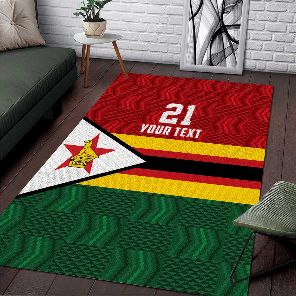 Custom Africa Cricket Zimbabwe Area Rug Zimbabwean Pattern Flag Motif LT9