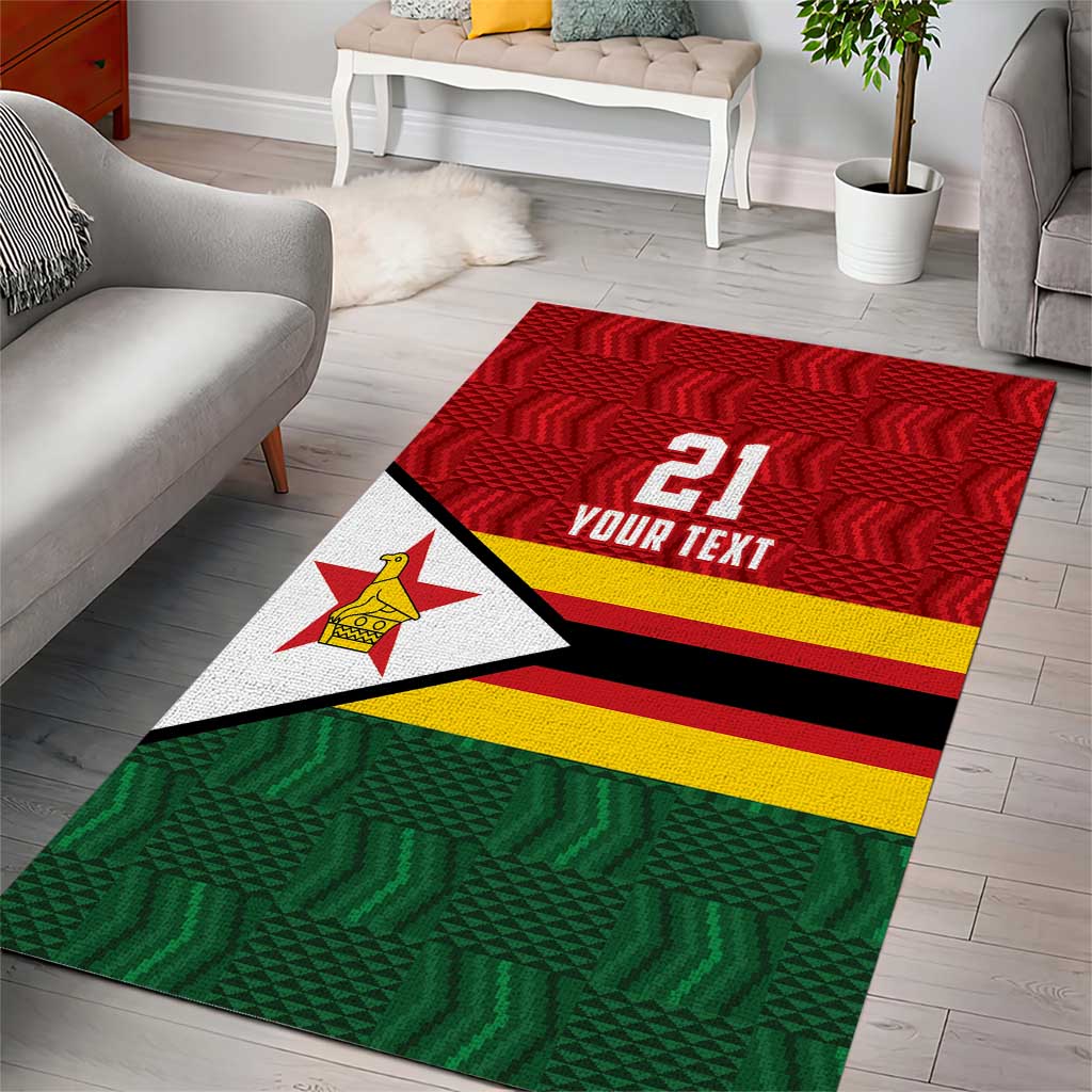 Custom Africa Cricket Zimbabwe Area Rug Zimbabwean Pattern Flag Motif LT9