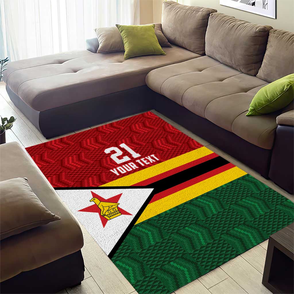 Custom Africa Cricket Zimbabwe Area Rug Zimbabwean Pattern Flag Motif LT9