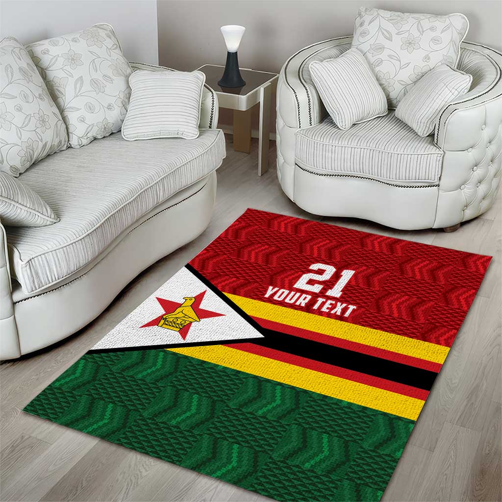 Custom Africa Cricket Zimbabwe Area Rug Zimbabwean Pattern Flag Motif LT9