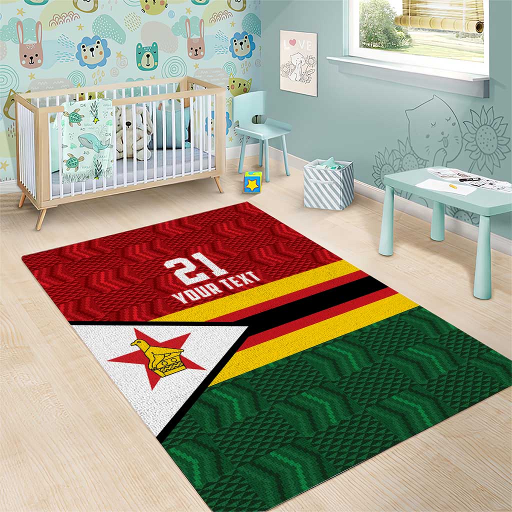Custom Africa Cricket Zimbabwe Area Rug Zimbabwean Pattern Flag Motif LT9