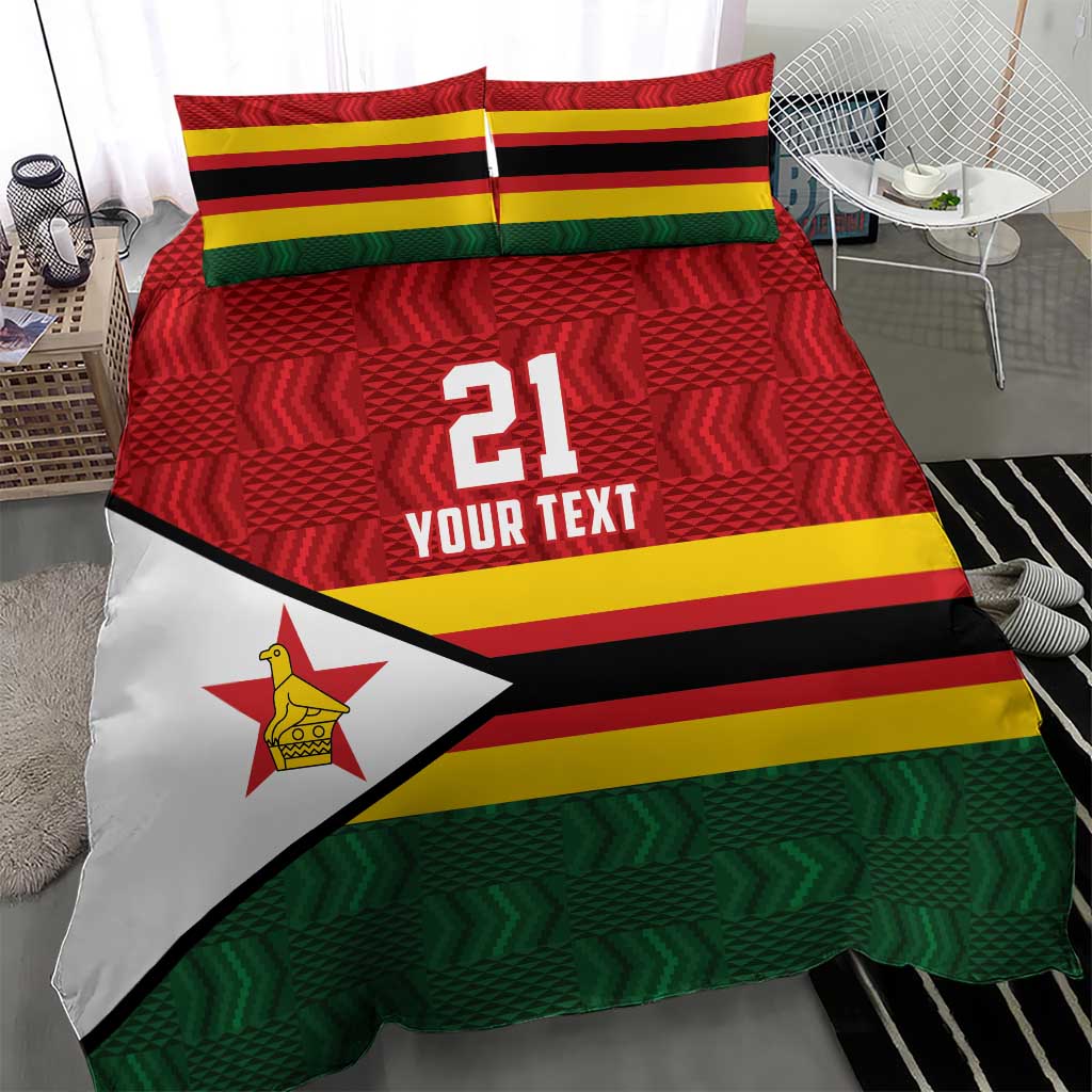 Custom Africa Cricket Zimbabwe Bedding Set Zimbabwean Pattern Flag Motif LT9