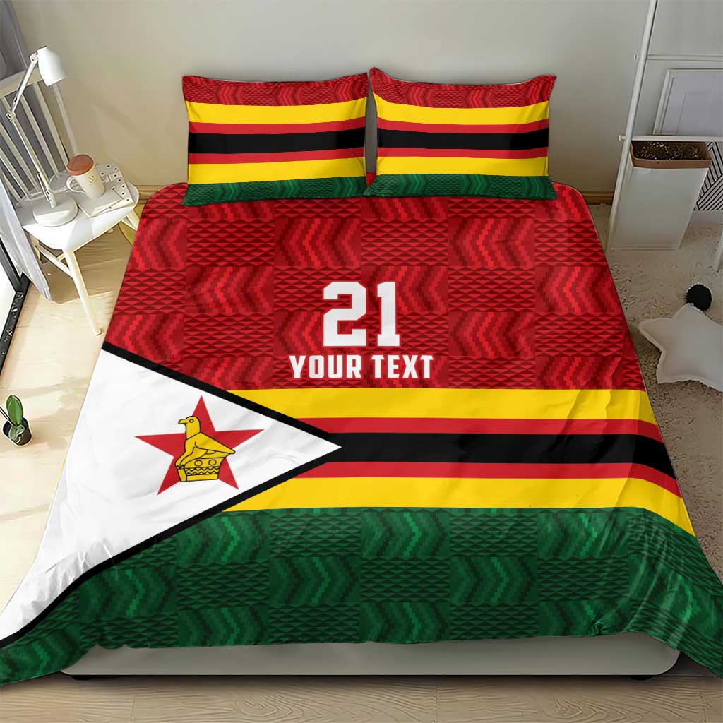 Custom Africa Cricket Zimbabwe Bedding Set Zimbabwean Pattern Flag Motif LT9