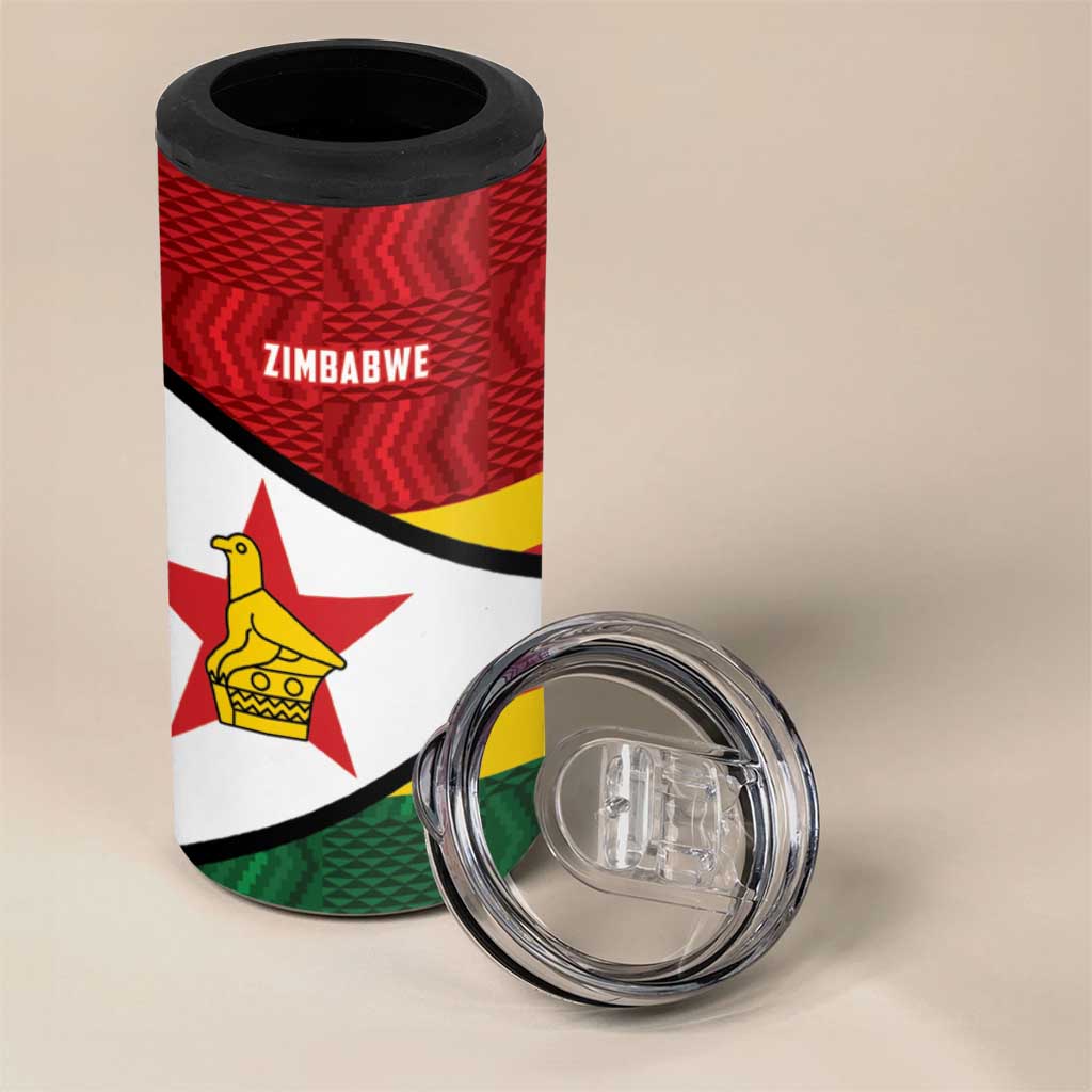 Custom Africa Cricket Zimbabwe 4 in 1 Can Cooler Tumbler Zimbabwean Pattern Flag Motif LT9