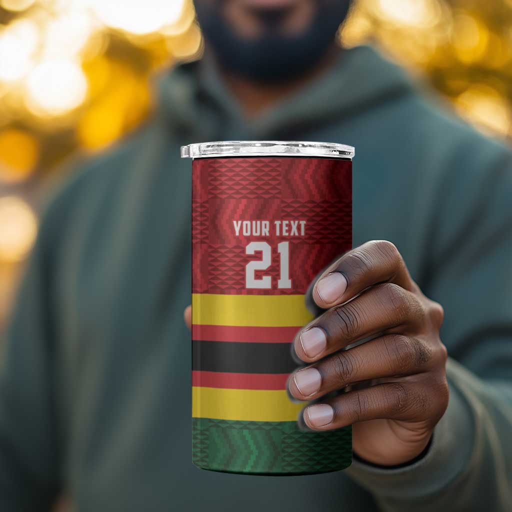 Custom Africa Cricket Zimbabwe 4 in 1 Can Cooler Tumbler Zimbabwean Pattern Flag Motif LT9