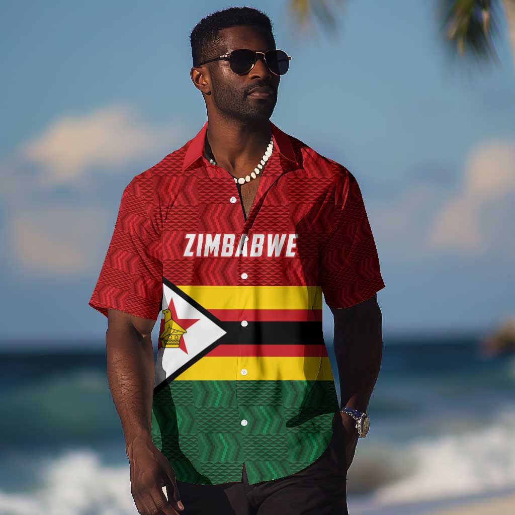 Custom Africa Cricket Zimbabwe Hawaiian Shirt Zimbabwean Pattern Flag Motif LT9