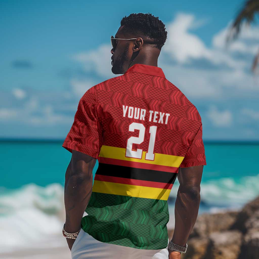 Custom Africa Cricket Zimbabwe Hawaiian Shirt Zimbabwean Pattern Flag Motif LT9