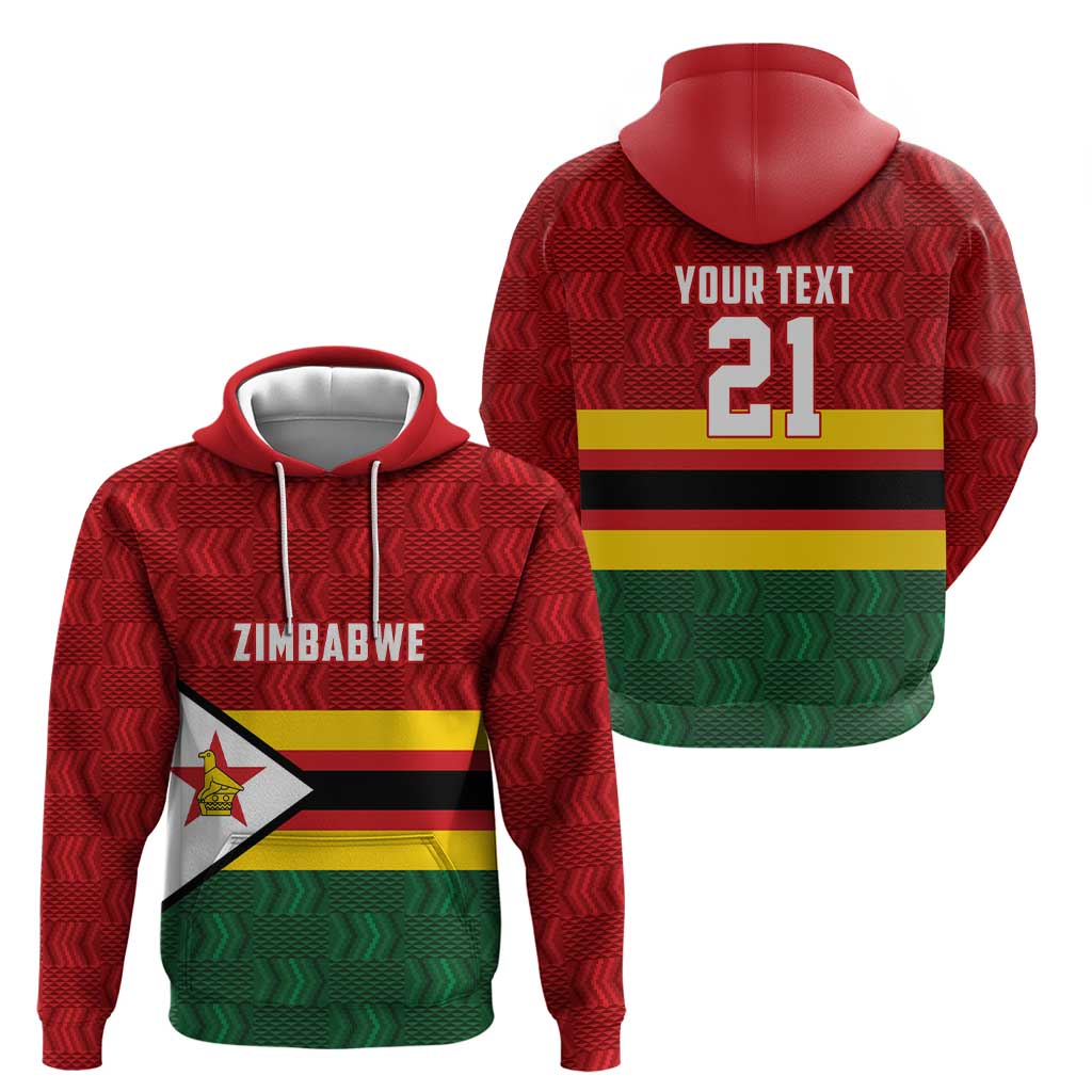 Zimbabwe Cricket Custom Hoodie Zimbabwean Pattern Flag Motif LT9