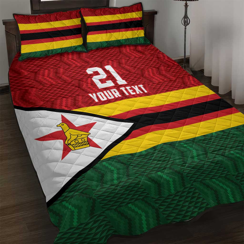 Custom Africa Cricket Zimbabwe Quilt Bed Set Zimbabwean Pattern Flag Motif LT9
