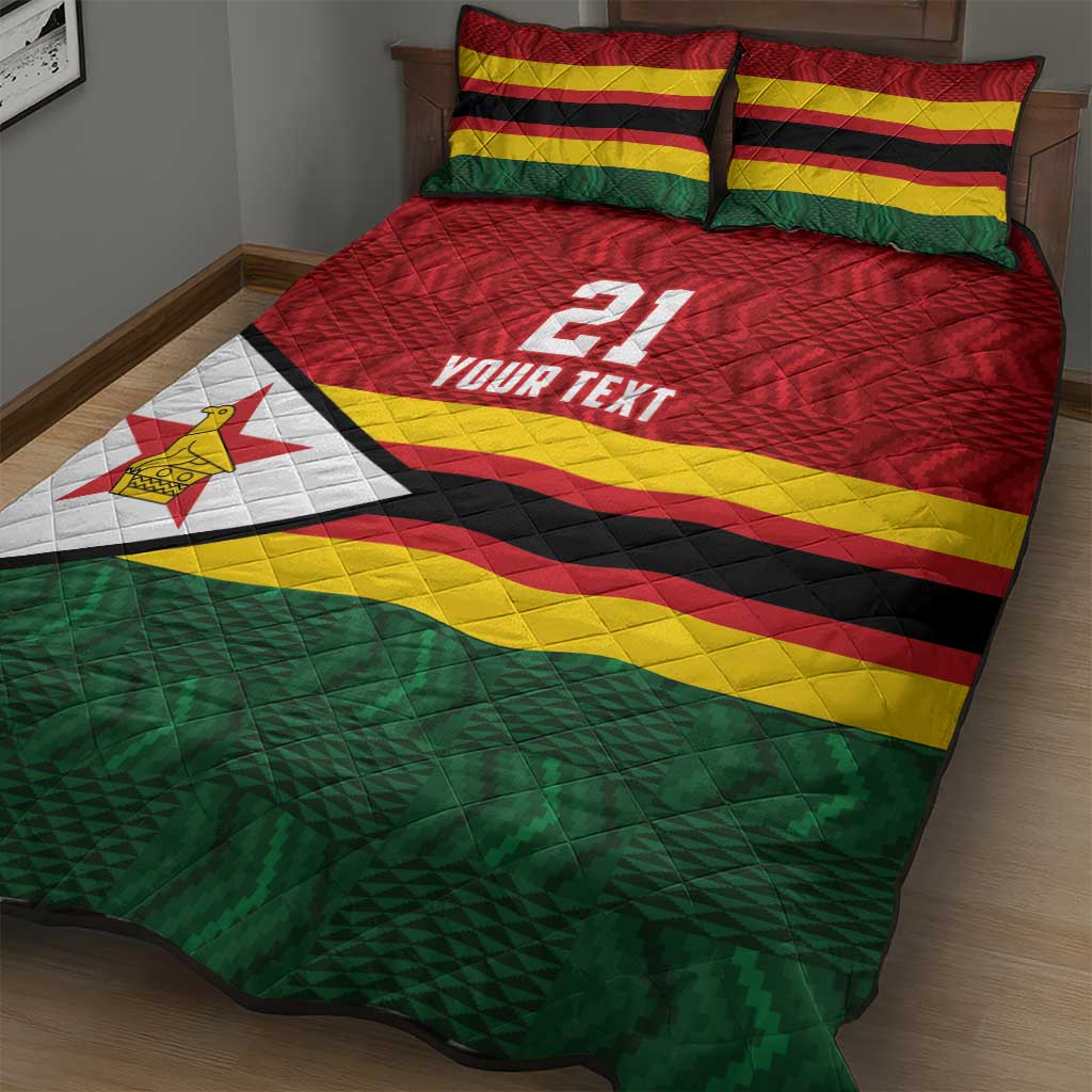 Custom Africa Cricket Zimbabwe Quilt Bed Set Zimbabwean Pattern Flag Motif LT9