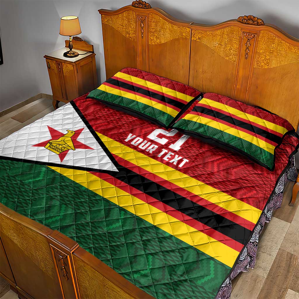 Custom Africa Cricket Zimbabwe Quilt Bed Set Zimbabwean Pattern Flag Motif LT9