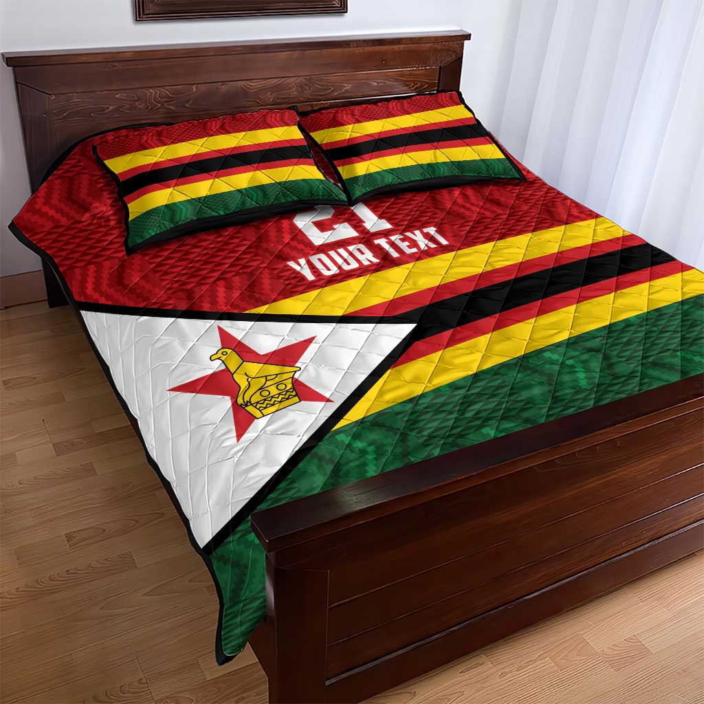 Custom Africa Cricket Zimbabwe Quilt Bed Set Zimbabwean Pattern Flag Motif LT9