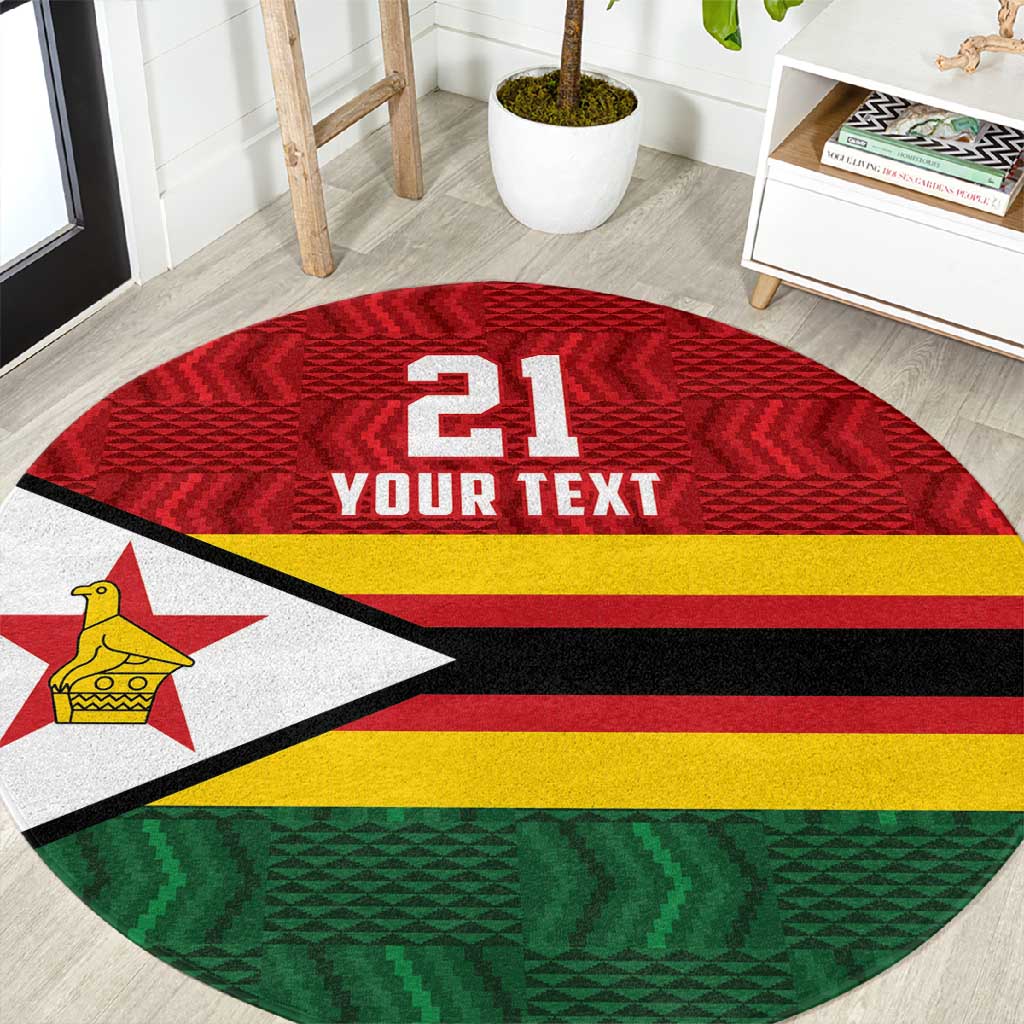 Custom Africa Cricket Zimbabwe Round Carpet Zimbabwean Pattern Flag Motif LT9