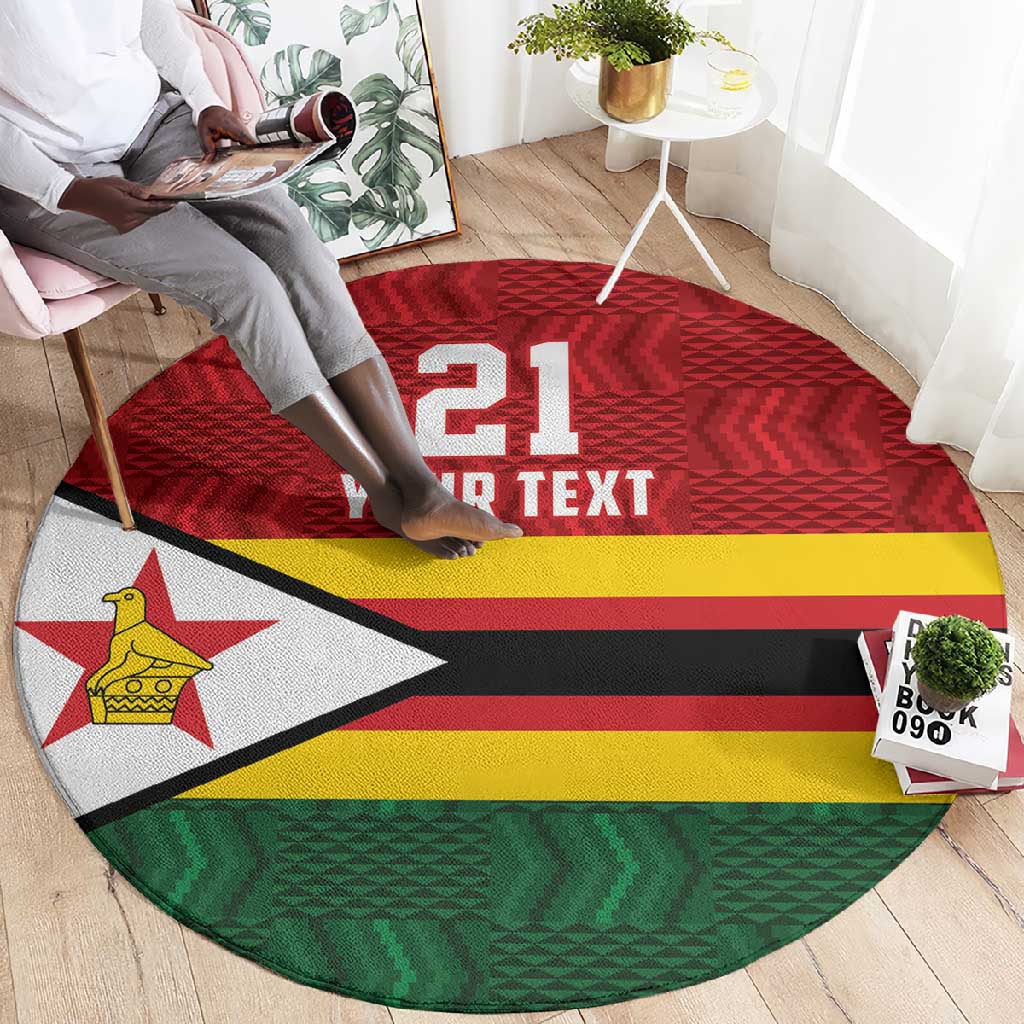 Custom Africa Cricket Zimbabwe Round Carpet Zimbabwean Pattern Flag Motif LT9