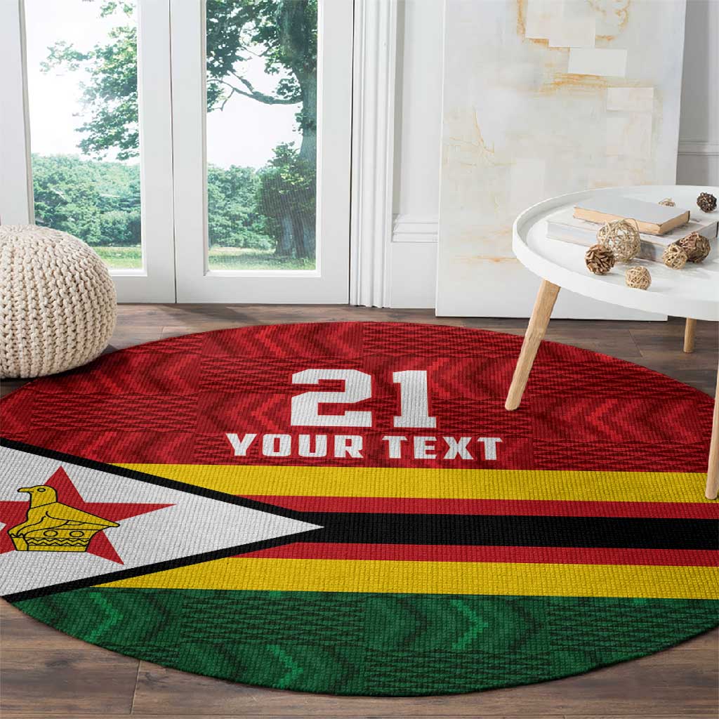 Custom Africa Cricket Zimbabwe Round Carpet Zimbabwean Pattern Flag Motif LT9