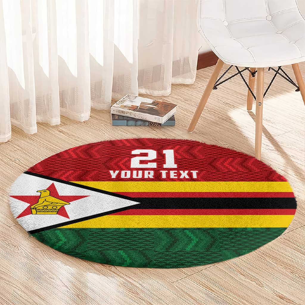 Custom Africa Cricket Zimbabwe Round Carpet Zimbabwean Pattern Flag Motif LT9