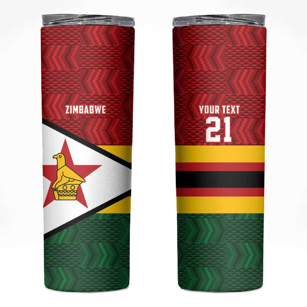 Custom Africa Cricket Zimbabwe Skinny Tumbler Zimbabwean Pattern Flag Motif LT9