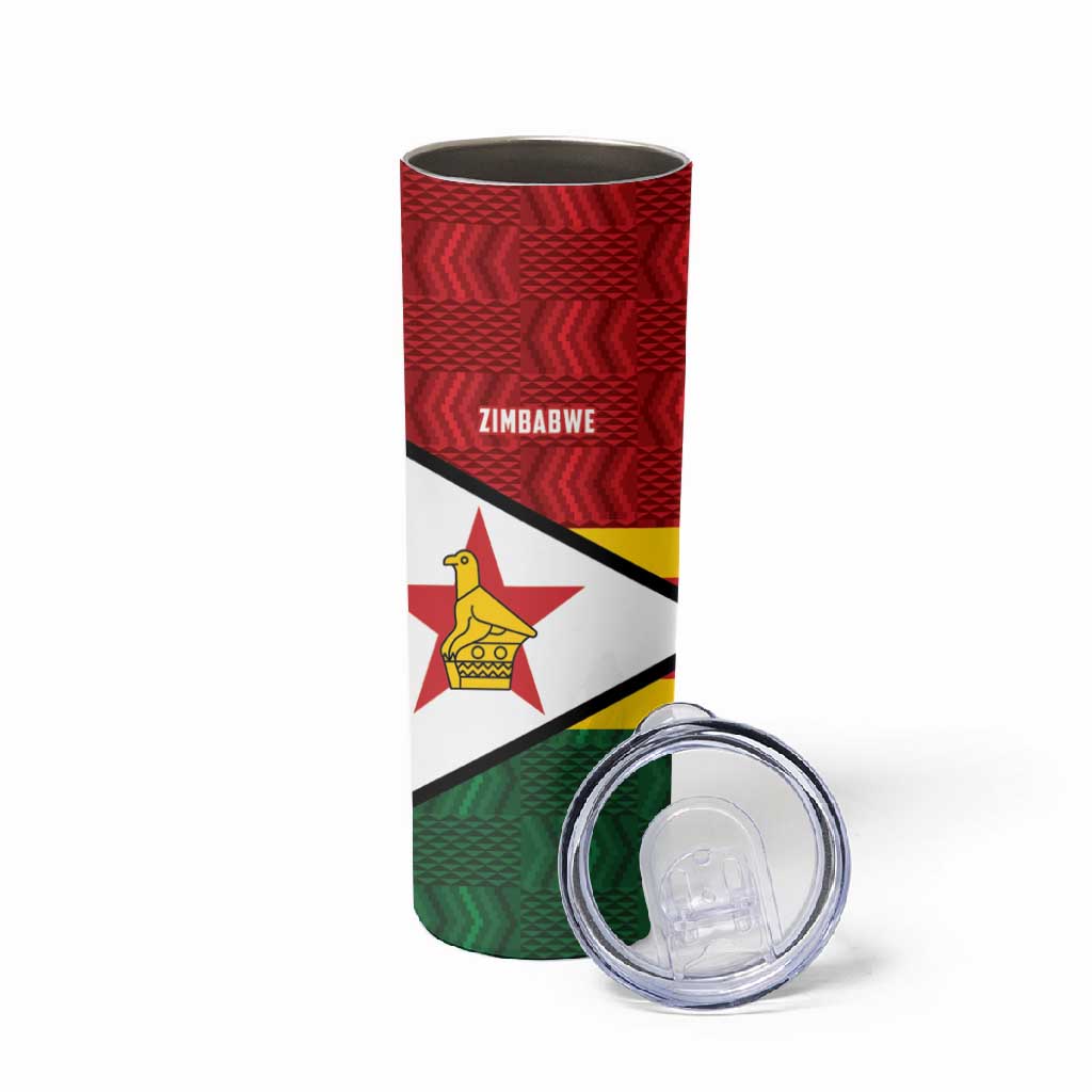 Custom Africa Cricket Zimbabwe Skinny Tumbler Zimbabwean Pattern Flag Motif LT9