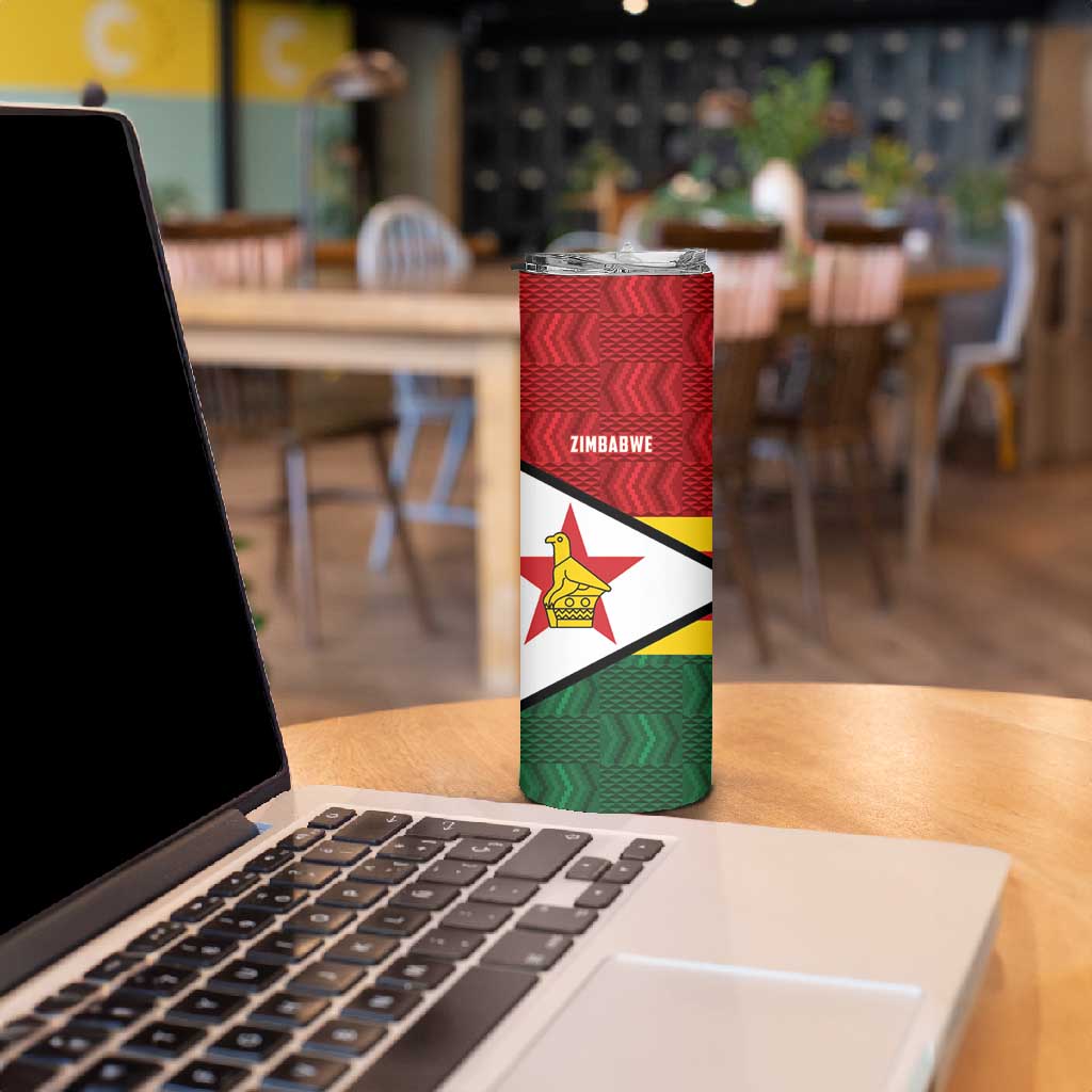 Custom Africa Cricket Zimbabwe Skinny Tumbler Zimbabwean Pattern Flag Motif LT9