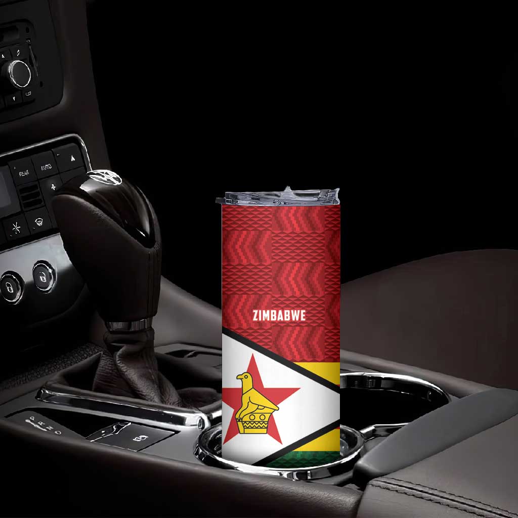 Custom Africa Cricket Zimbabwe Skinny Tumbler Zimbabwean Pattern Flag Motif LT9